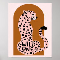 Boho Pink Leopard Wild One Art Print 