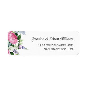 Boho Pink Lilac wildflowers wedding personalised
