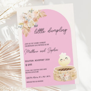 Boho Pink Little Dumpling Baby Shower Invitation