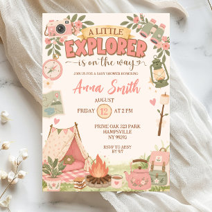 Boho Pink Little Explorer On The Way Baby Shower Invitation