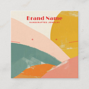 Boho Pink Minimalist Art Jewellery Display Square Business Card