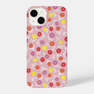 Boho Pink Modern Floral pattern iPhone 14 Case