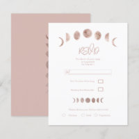 Boho Pink Moon Phases Modern Minimal Wedding RSVP 