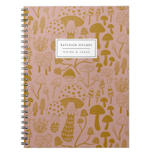 Boho Pink Mushroom Notebook