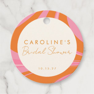Boho Pink Orange Abstract Custom Bridal Shower Favour Tags