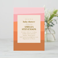 Boho Pink Orange Abstract Stripes Baby Shower