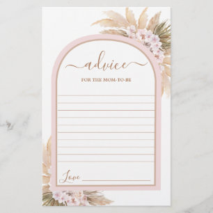 Boho Pink Pampas Grass Advice for Mum To Be card