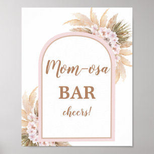 Boho Pink Pampas Grass Momosa Bar sign