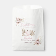 Boho Pink Pumpkin 1st Birthday Thank You