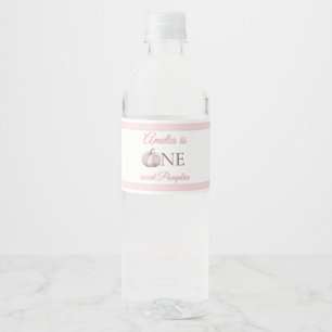 Boho Pink Pumpkin 1st Birthday Water Bottle Label