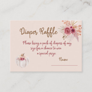 Boho Pink Pumpkin Autumn Diaper Raffle  Enclosure Card