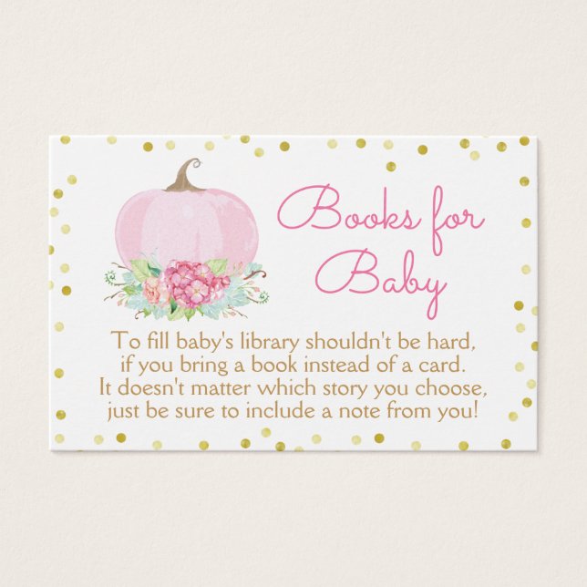 Boho Pink Pumpkin Baby Shower Bring a Book Card (Front)
