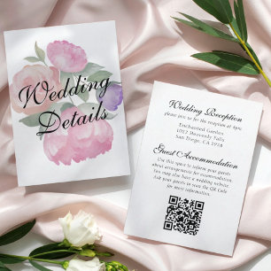 Boho Pink & Purple Floral Wedding Details Enclosure Card