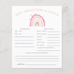 Boho Pink Rainbow Baby Predictions & Advice Card