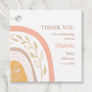 Boho Pink Rainbow Baby Shower Thank You Favour Tags