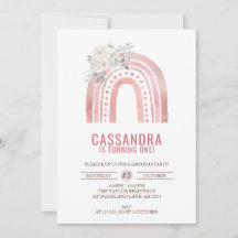 Boho Pink Rainbow Birthday, Roses 1st Birthday