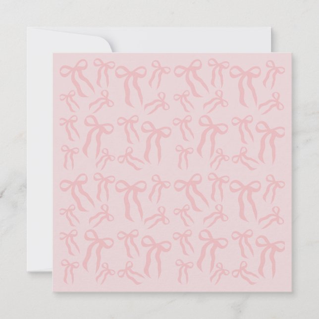 Boho Pink Ribbon Bows Pattern On Powder Blush Pink Card (Front)