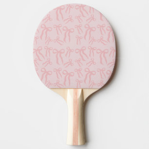 Boho Pink Ribbon Bows Pattern On Powder Blush Pink Ping Pong Paddle