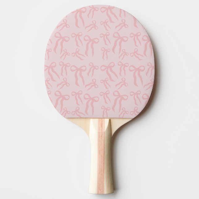 Boho Pink Ribbon Bows Pattern On Powder Blush Pink Ping Pong Paddle (Front)