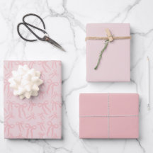 Boho Pink Ribbon Bows Pattern On Powder Blush Pink