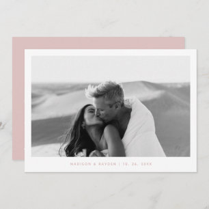 Boho Pink Simple Photo QR Code Wedding Thank You Card