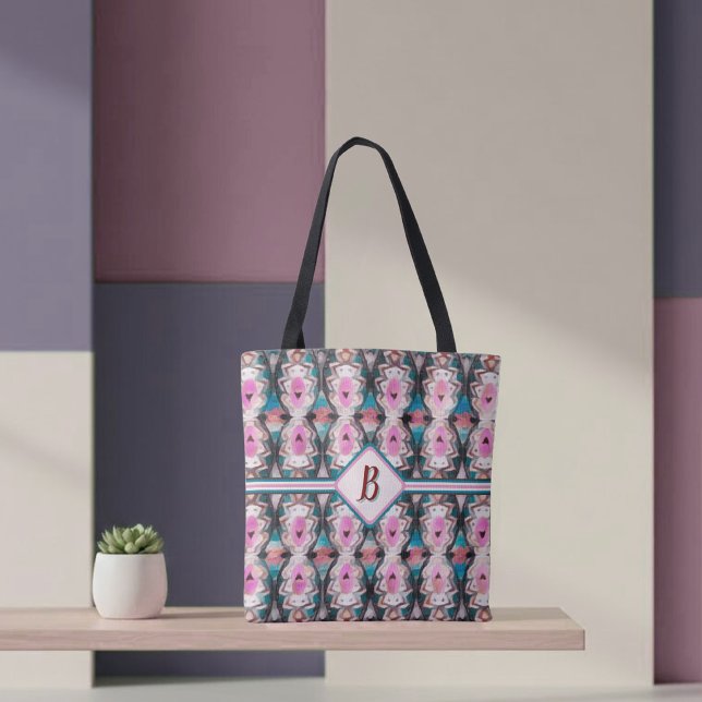 Boho Pink, Teal & Brown Tribal  Tote Bag (Creator Uploaded)