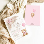 Boho Pink Teddy Bear Balloon Pampas Baby Girl Invitation<br><div class="desc">We can bearly wait for baby to arrive! This adorable teddy bear themed invitation is sure to put a smile on your guests' faces! The soft blush pink, brown and beige colour scheme makes this design perfect for a girl baby shower. Personalise the invite with your details and if you...</div>