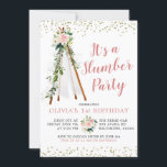 Boho Pink Teepee Slumber Party Birthday Invitation<br><div class="desc">Boho Pink Teepee Slumber Party Birthday Invitation</div>