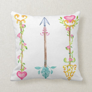 Boho Pink Tribal Arrow Baby Girl Nursery Pillow