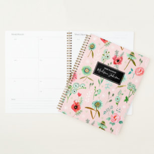 Boho Pink Wild Flowers Pattern   Planner