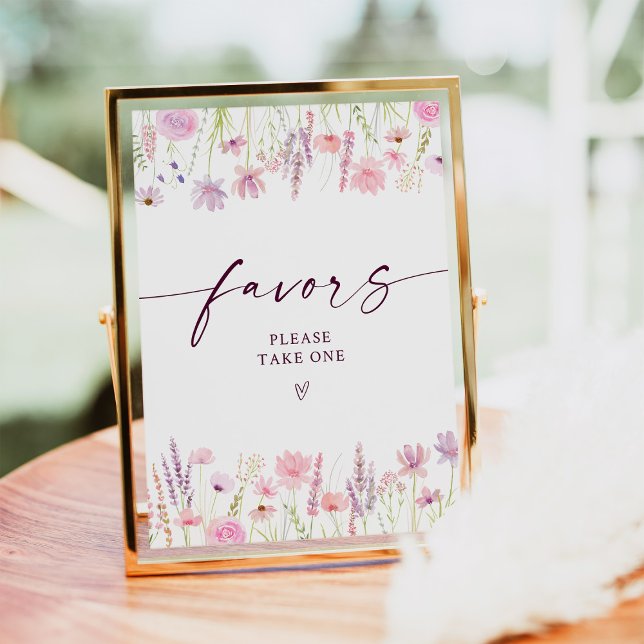 Boho Pink Wildflower Birthday Party Favours Sign (Creator Uploaded)
