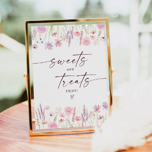 Boho Pink Wildflower Sweet Treats Birthday Sign