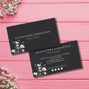 Boho Pink Wildflowers Watercolor Business Card