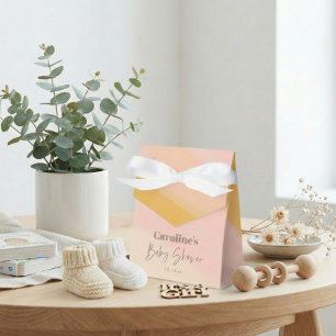 Boho Pink Yellow Script Custom Baby Shower   Favour Box