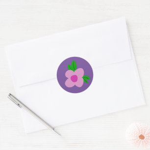 Boho Pinky Flower Round Party Sticker