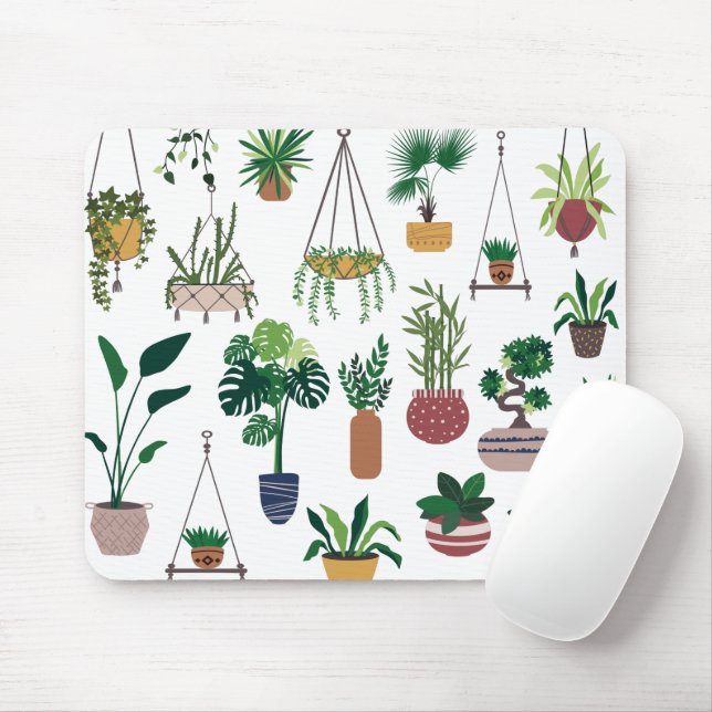 Boho Plant Lady Illustration Art Mouse Mat (With Mouse)
