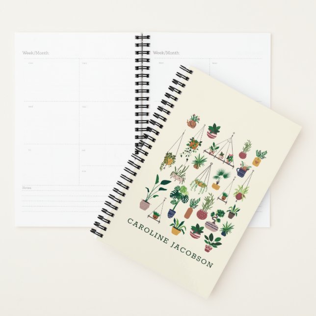 Boho Plant Lady Modern Houseplants Monogrammed Planner (Display)