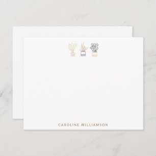 Boho Plant Line Art Illustration Personalised Flat Card