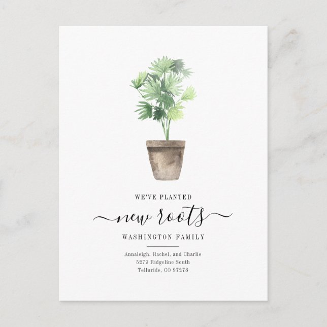 Boho Plant We've Moved Change of Address Announcement Postcard (Front)