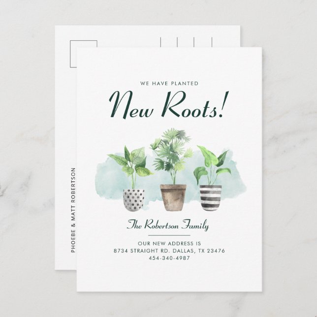 Boho Plants Change of Address Moving  Announcement Postcard (Front/Back)