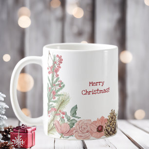 Boho plants christmas flowers christmas  coffee mug