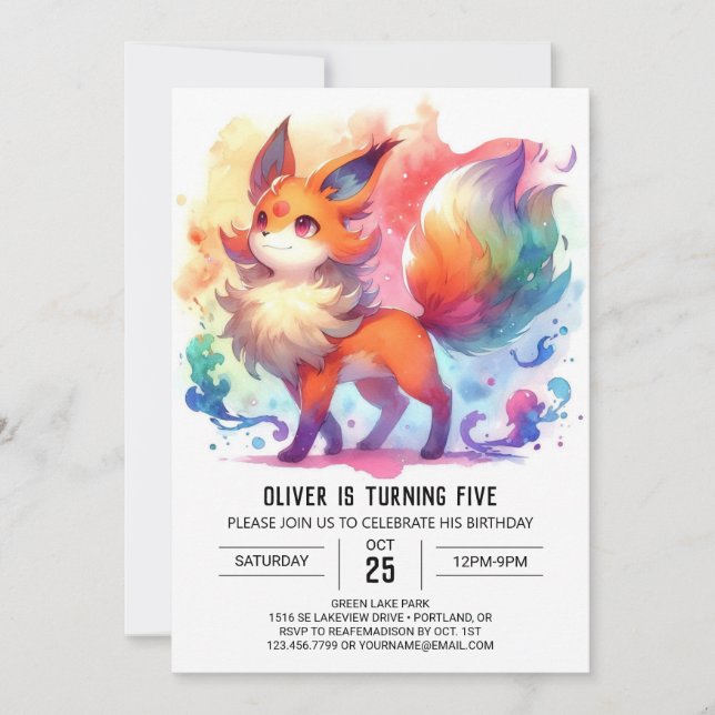  Boho Playful Fox Birthday Invitation (Front)