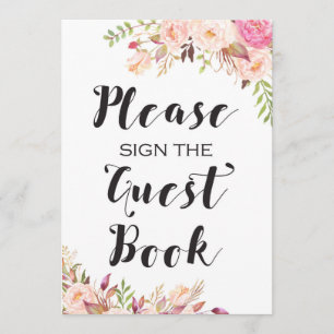 Boho Please sign the guest book Sign 5x7" Size Invitation