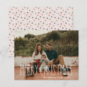 Boho Polka Dot Christmas Full Photo Holiday Card