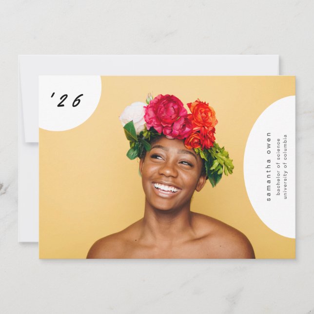 Boho Pop Fun University Senior Graduate Two Photo Announcement (Front)