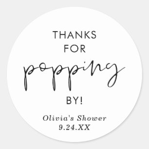 Boho Popcorn Favour Sticker, Thanks for Popping By Classic Round Sticker