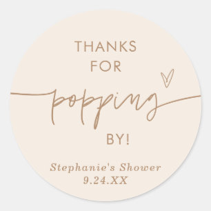 Boho Popcorn Favours, Thanks for Popping By Favour Classic Round Sticker