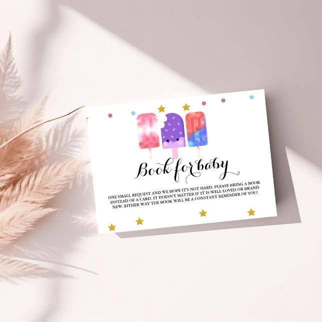 Boho Popsicle Baby Shower Book Request Enclosure Card (Creator Uploaded)