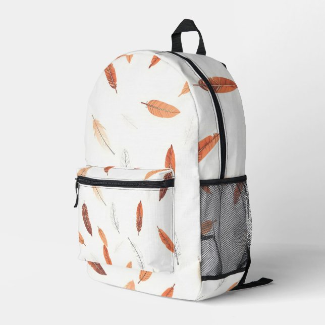 Boho Popular Feathers Luxury Collection Printed Backpack (Back Corner Right)