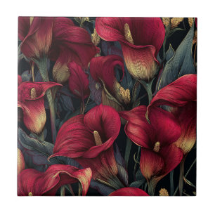 Boho Portuguese Calle Lilies Tile For Hallway Wall